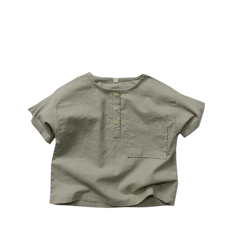 Camiseta Infantil de Ramio Transpirable — Estilo Retro Verano