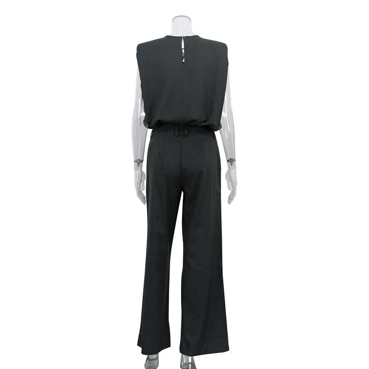 Conjunto Dos Piezas Top Sin Mangas Jersey y Pantalón Holgado para Mujer
