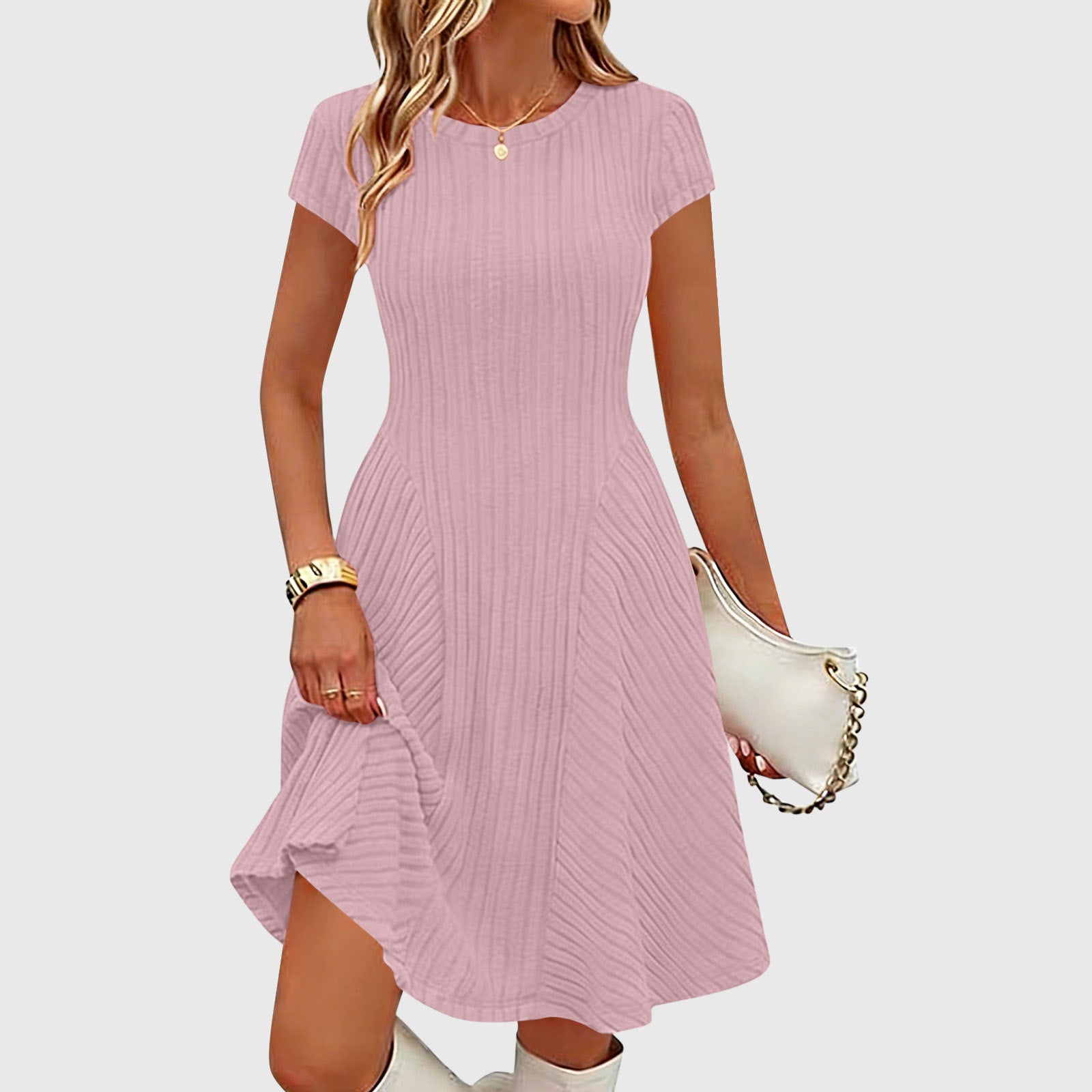 Vestido liso de canalé con cepillado irregular