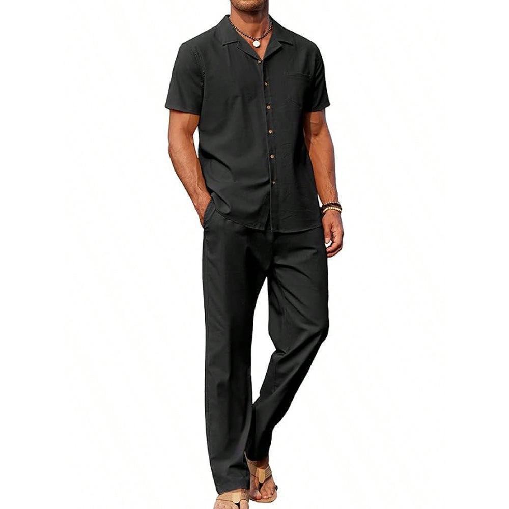 Conjunto de dos piezas de camisa de manga corta y pantalón informal