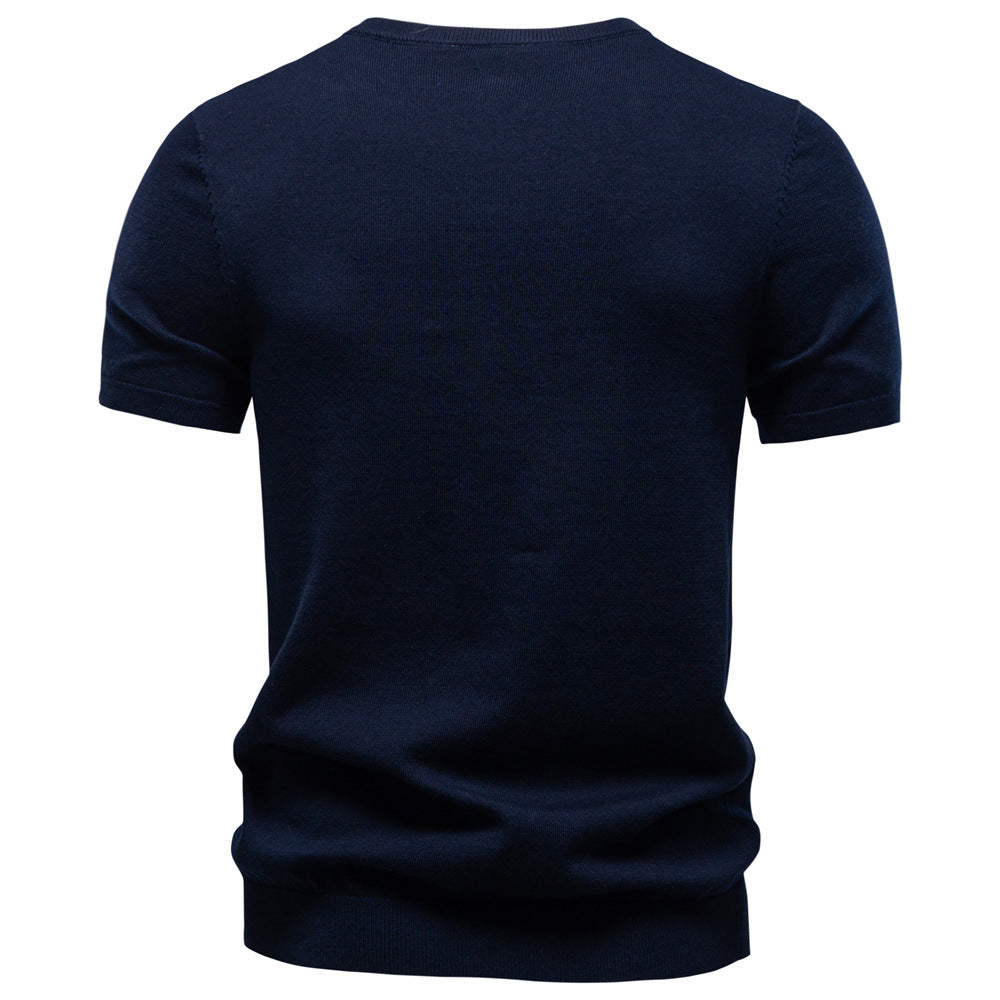 Camiseta de punto de manga corta para hombre, 100% algodón.
