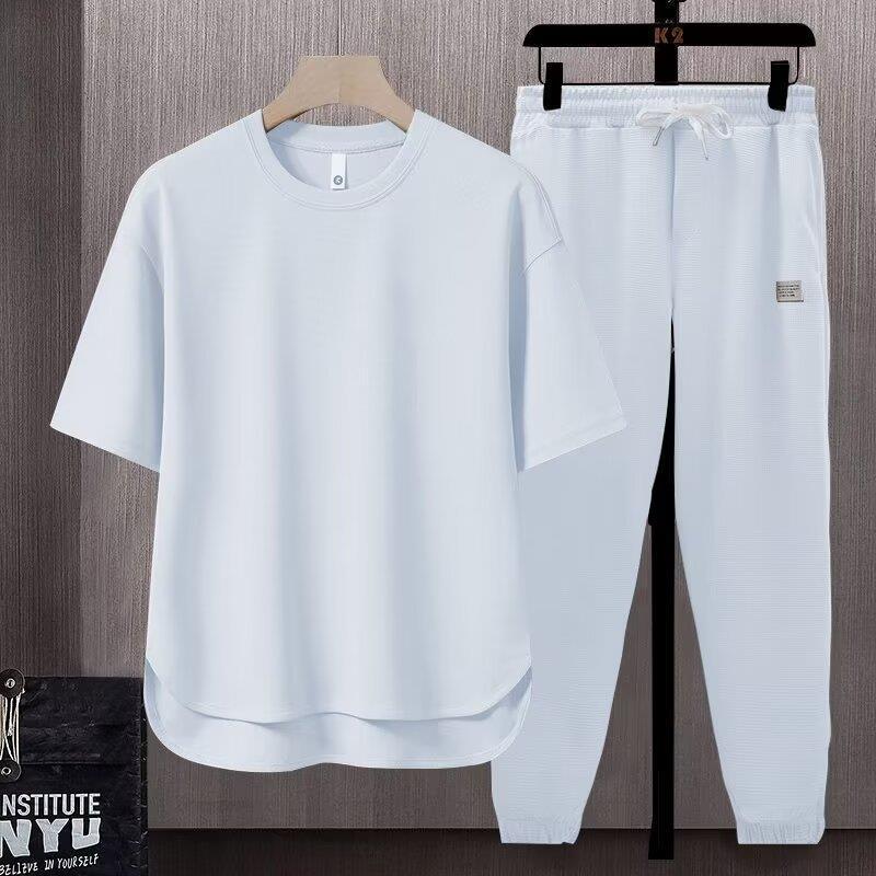 Conjunto de pantalón deportivo de cuello redondo para hombre, ideal para el verano.
