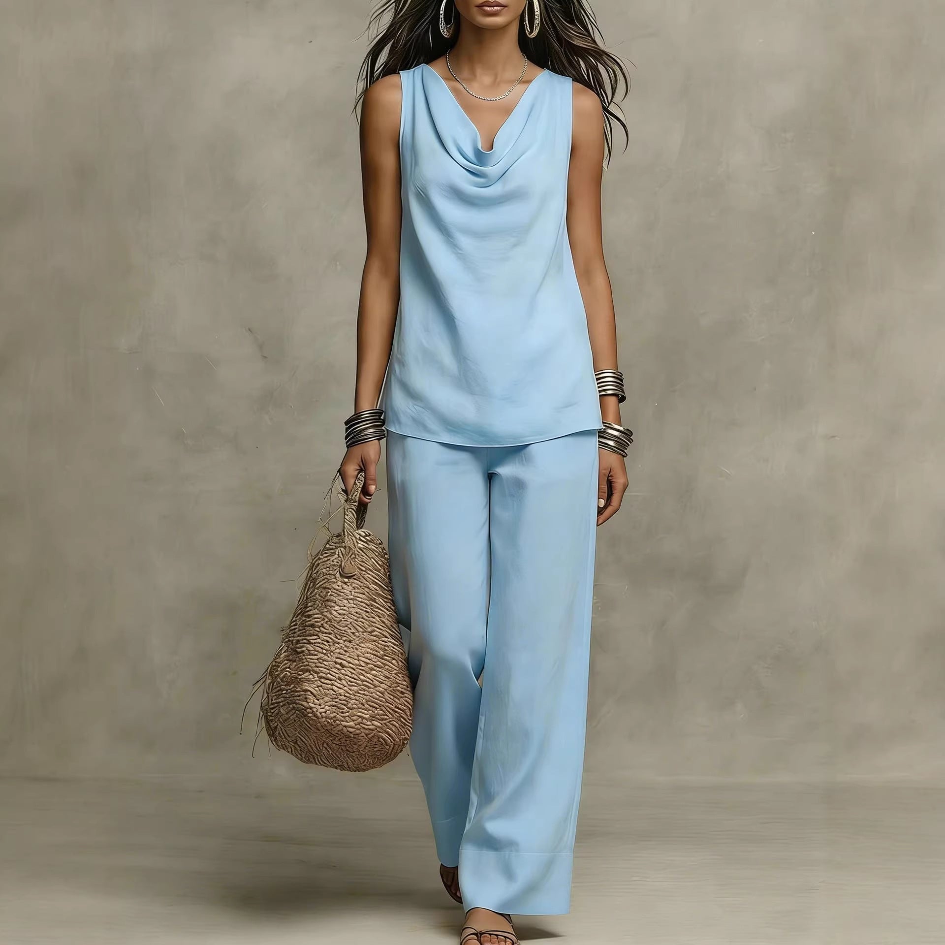 Conjunto de Top sin Mangas con Escote para Mujer