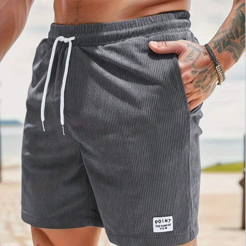 Pantalones cortos de hombre de color liso, con cordones, corte holgado y pierna recta para el verano