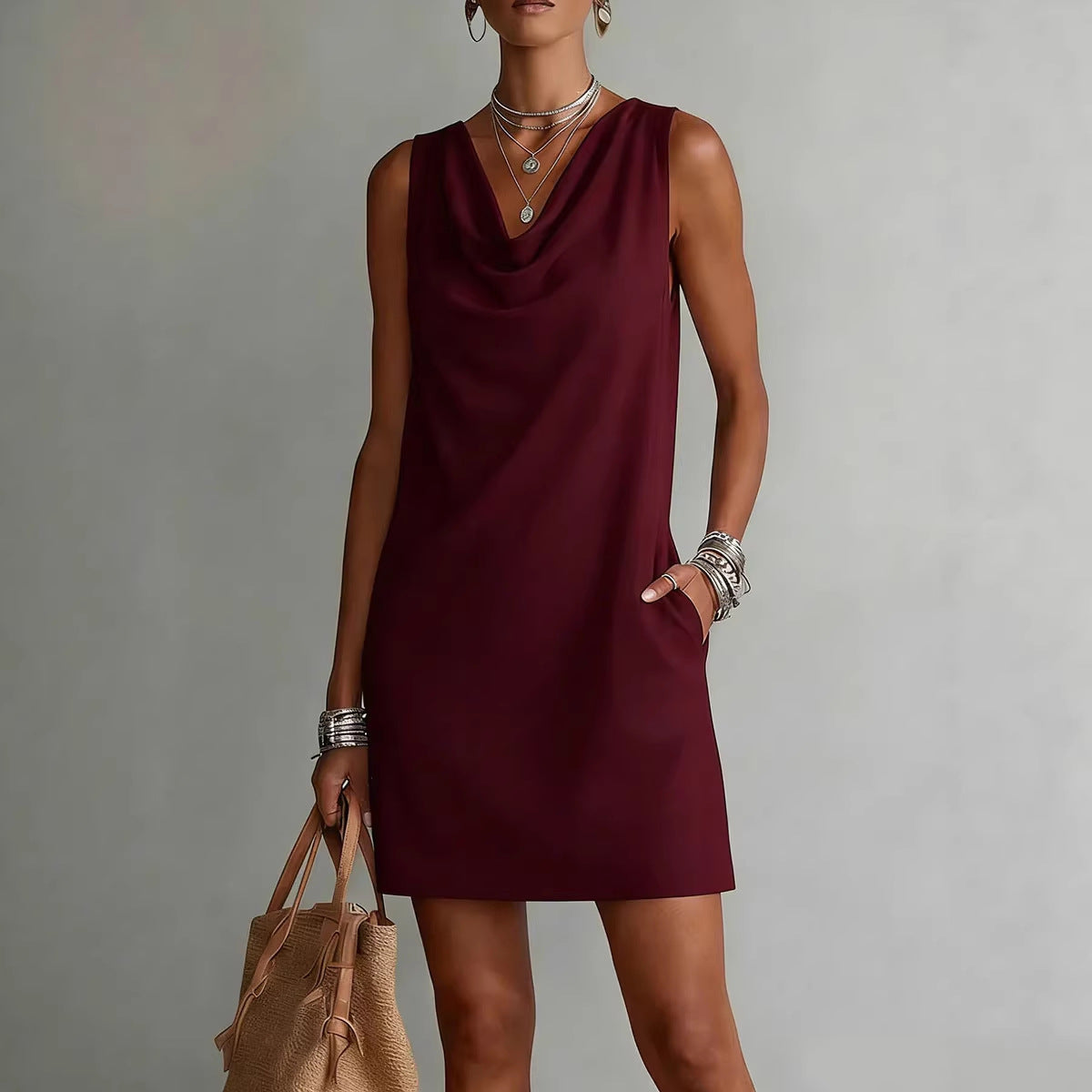 Vestido sin mangas con hombros descubiertos para mujer