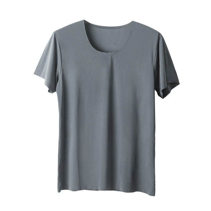 Camiseta de manga corta sin costuras de seda helada para hombre, ideal para el verano.