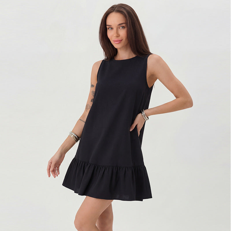 Vestido sin mangas de moda para el verano de 2026 con falda de corte A