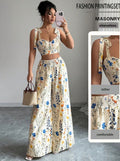 Conjunto Pantalón y Top con Estampado Floral para Mujer — Poliéster
