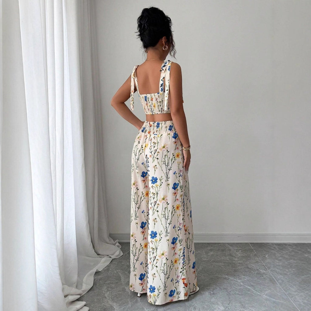 Conjunto Pantalón y Top con Estampado Floral para Mujer — Poliéster