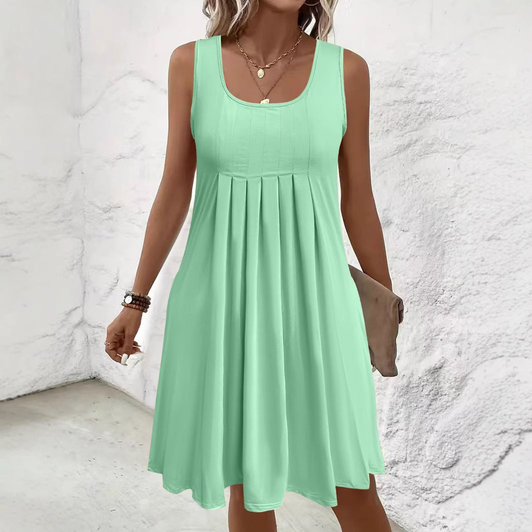 Vestido informal holgado sin mangas con bolsillos