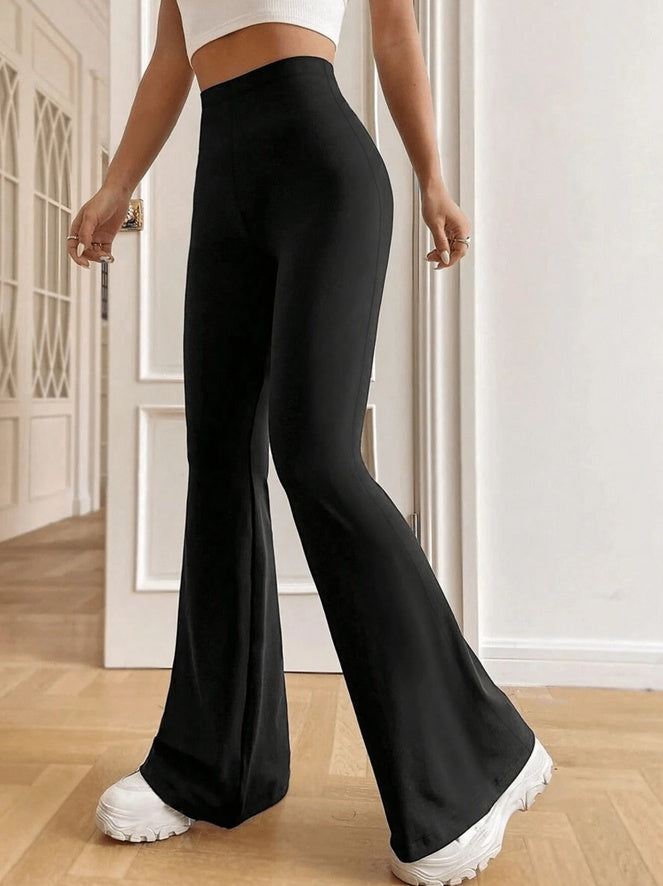Pantalones acampanados de talle alto para mujer