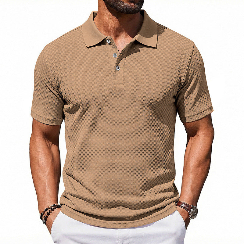 Polo de cuadros para hombre, transpirable