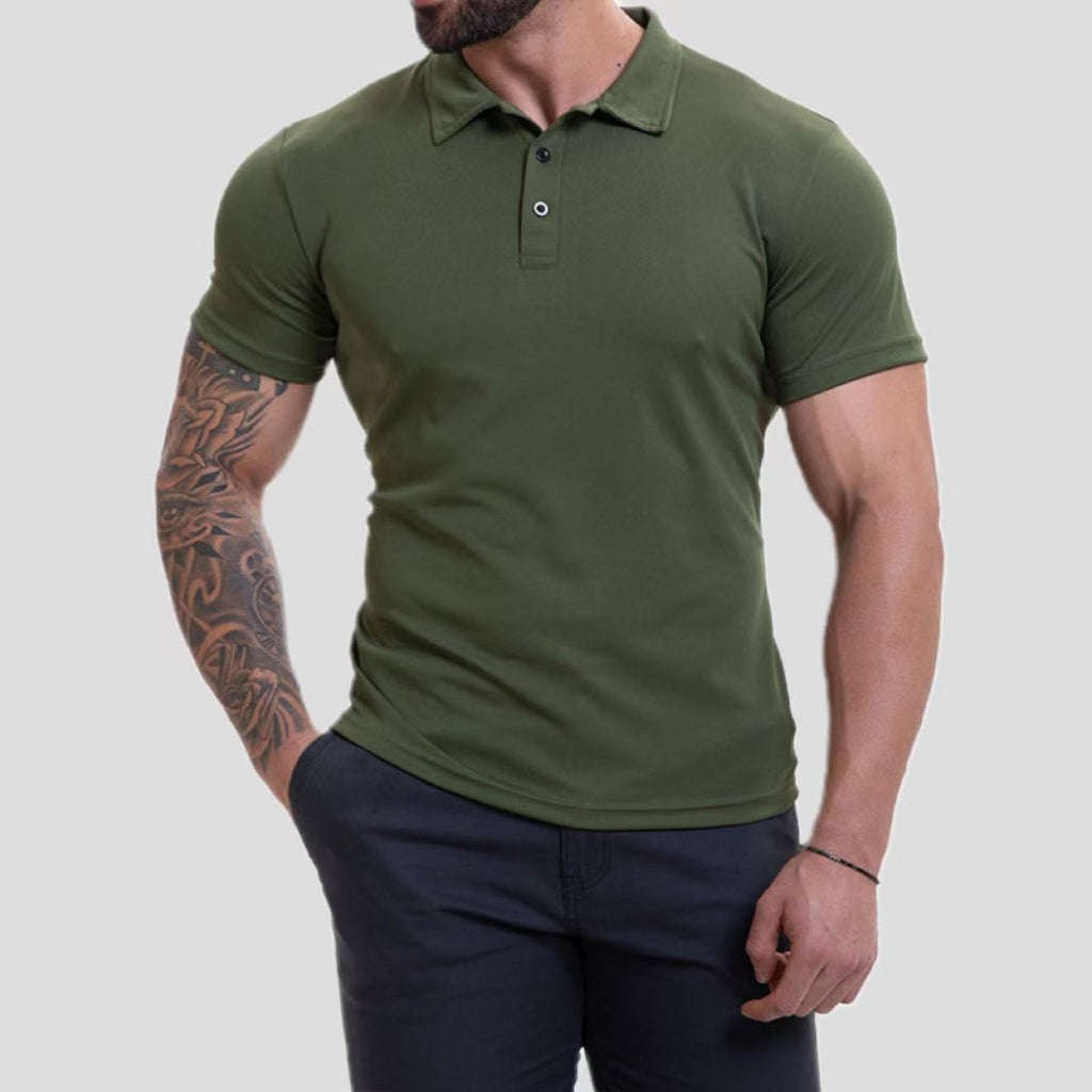 Camisa de manga corta transpirable informal con cuello de solapa para hombre, versátil y que combina con todo.