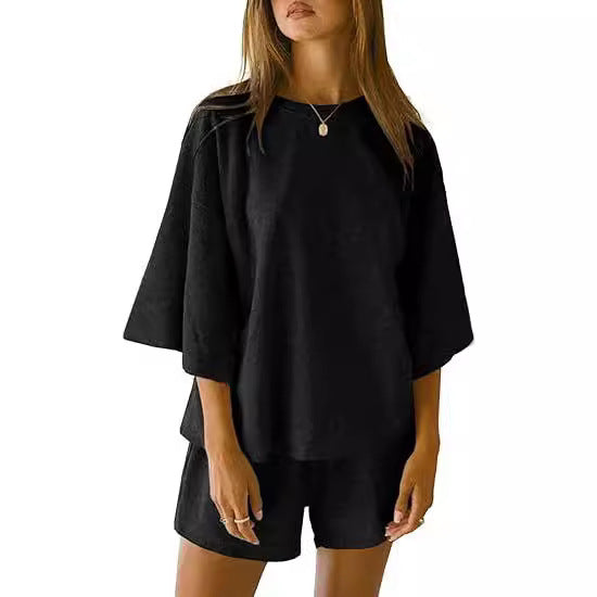 Conjunto casual de moda para mujer con shorts de cintura elástica