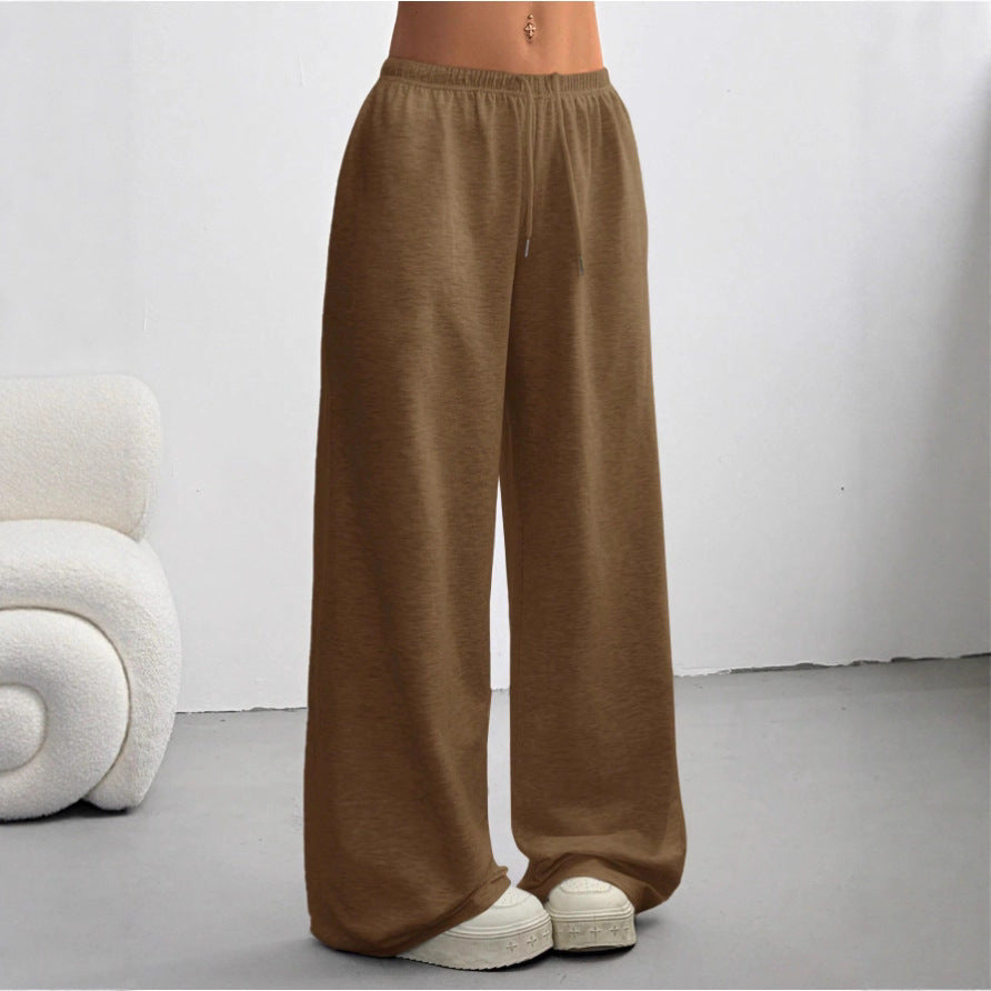 Pantalones Deportivos de Pierna Ancha Color Liso para Mujer
