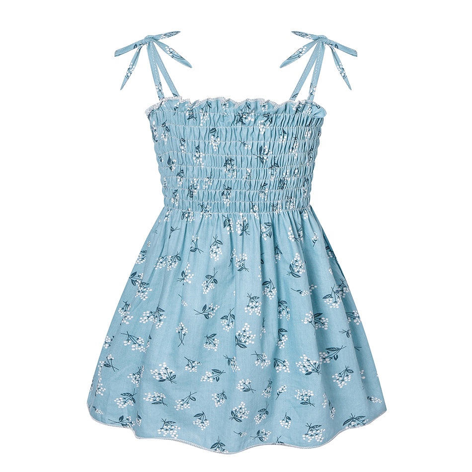 Vestido Princesa Bebé Niña Falda Mariposas Estampado Floral — Algodón