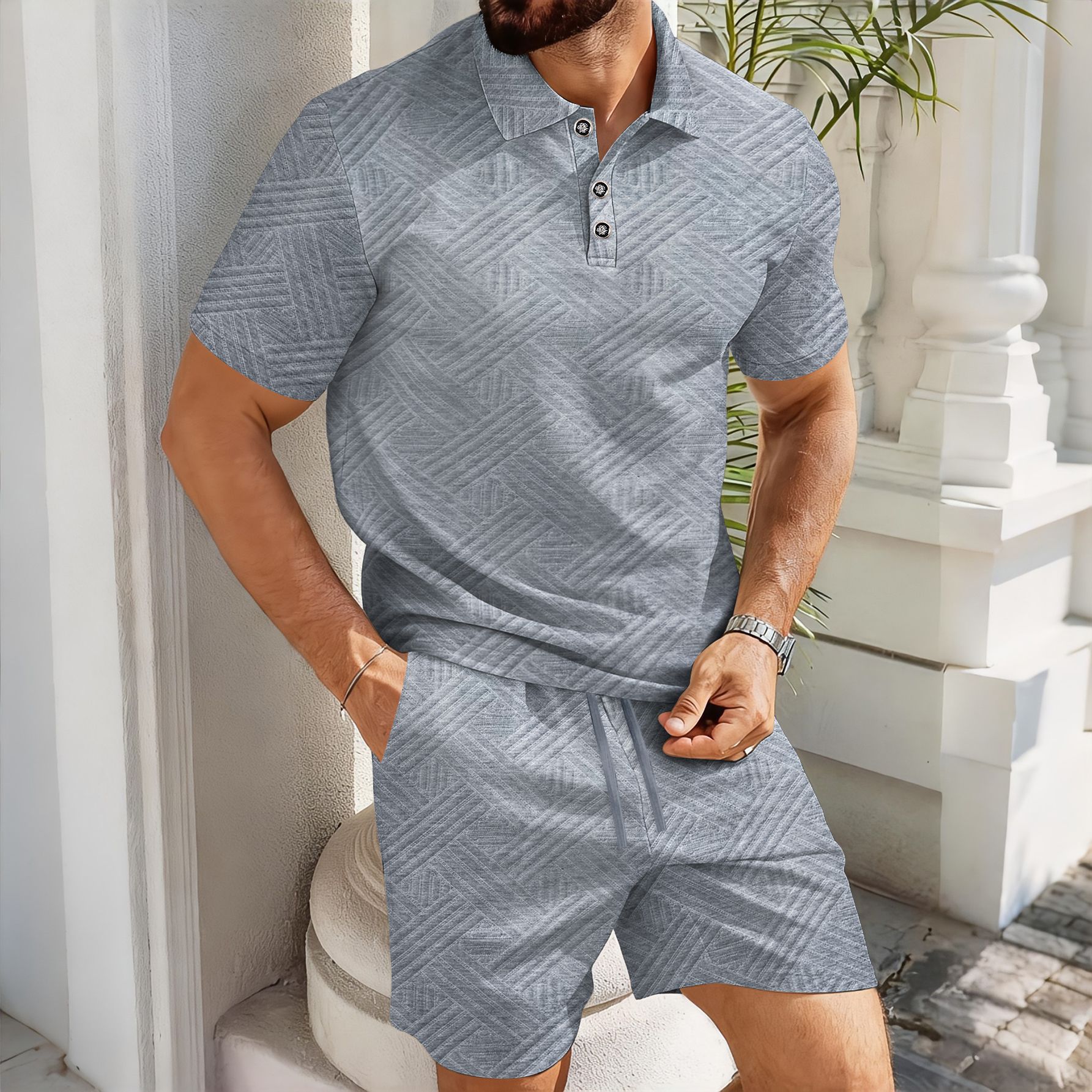 Conjunto de verano de manga corta y shorts para mujer