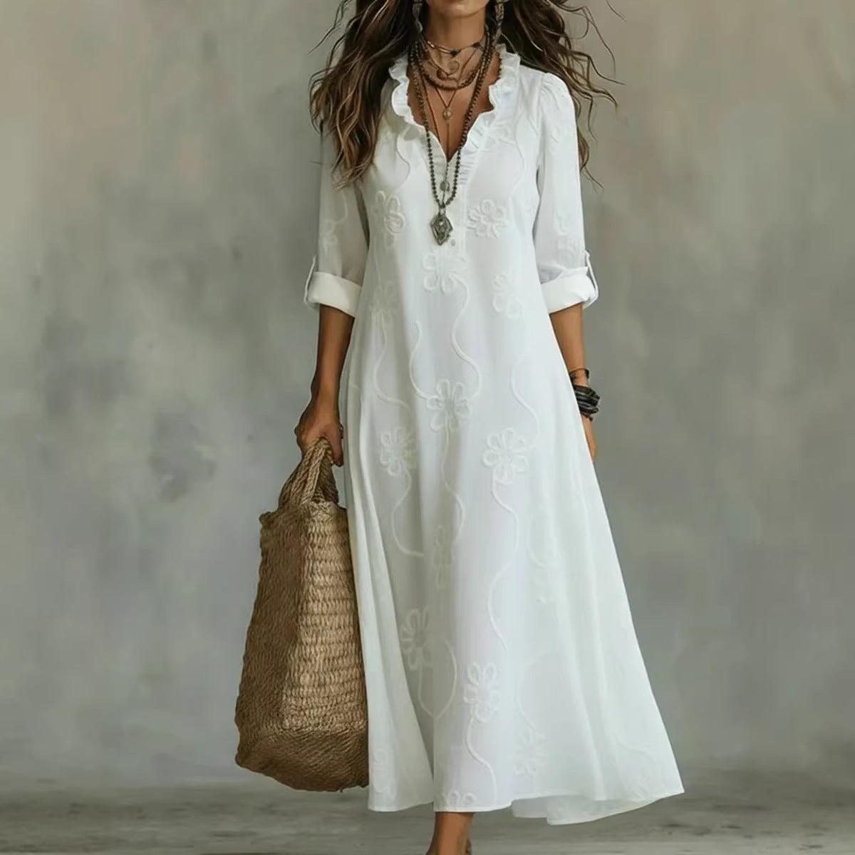 Vestido bata informal holgado estampado