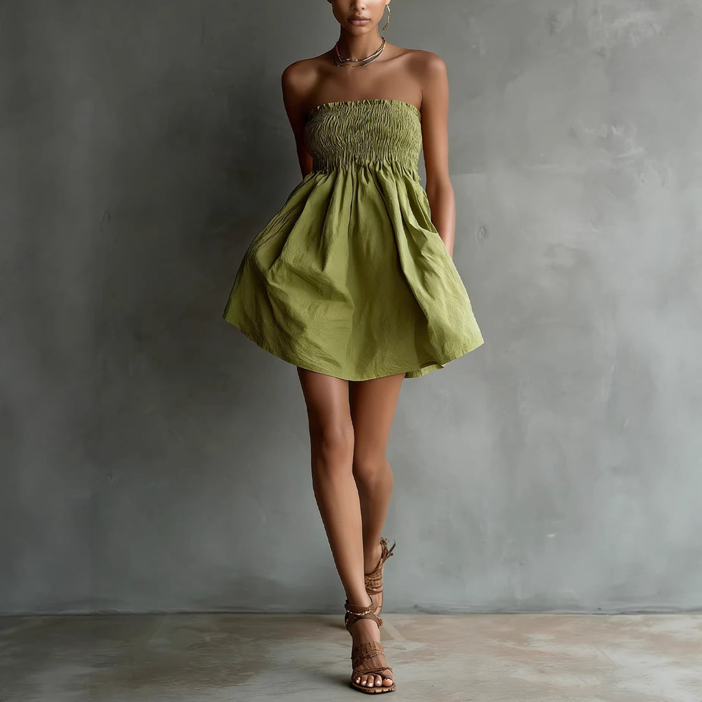 Women's Solid Color Strapless Tube Dress