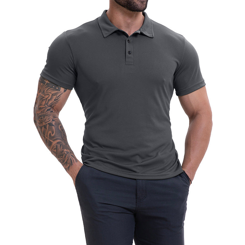Camisa de manga corta transpirable informal con cuello de solapa para hombre, versátil y que combina con todo.
