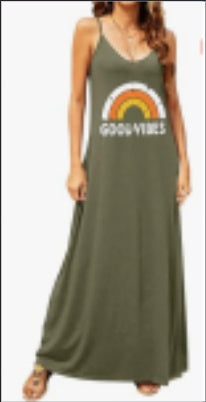 Vestido largo de verano estilo bohemio con escote en V y sin mangas