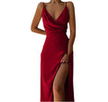 Women's V-neck slit bodycon cami dress, summer fashion, sexy