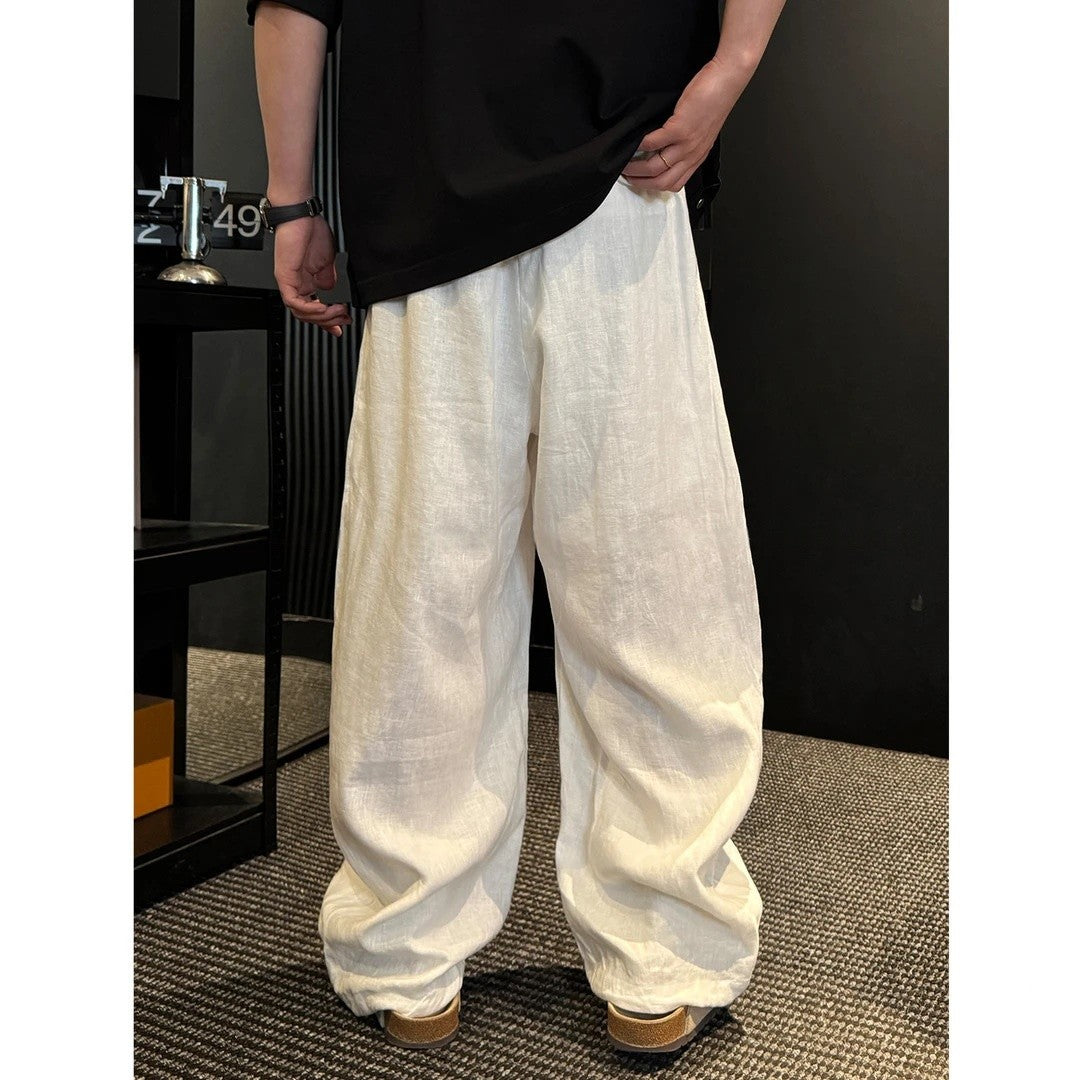 Pantalones casuales de pierna ancha de color liso, versátiles ya la moda.