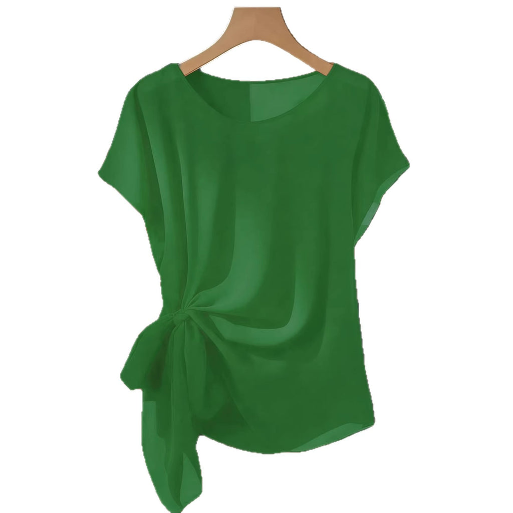 Camiseta de cuello redondo ligera para mujer, nueva colección de verano.