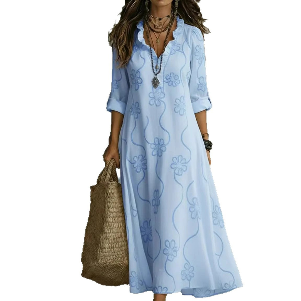 Vestido bata informal holgado estampado