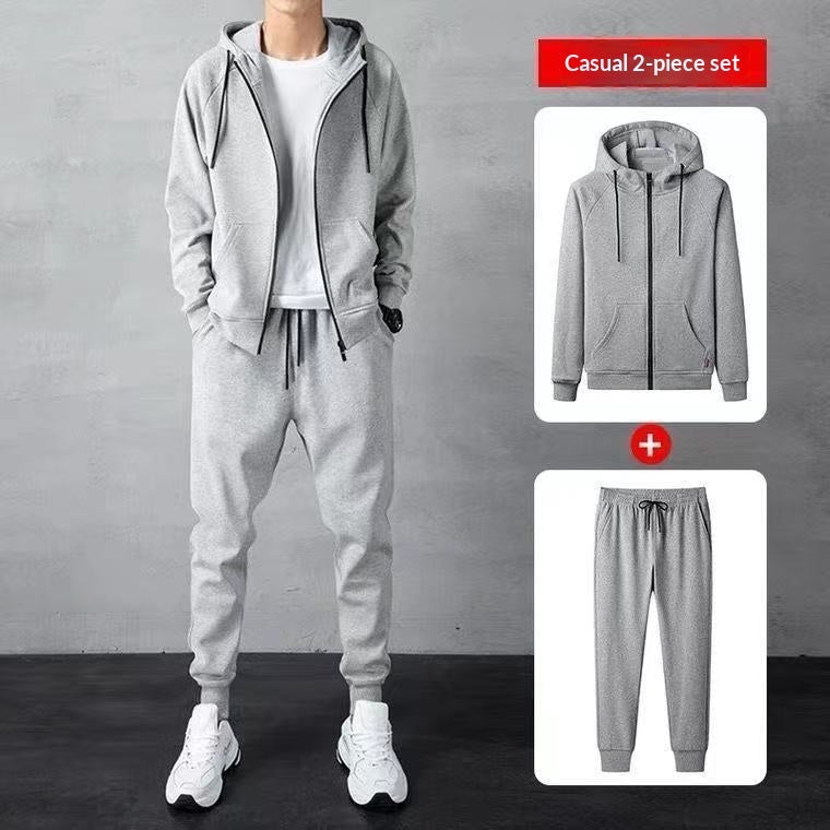 Conjunto de suéter con capucha y cremallera holgado para hombre