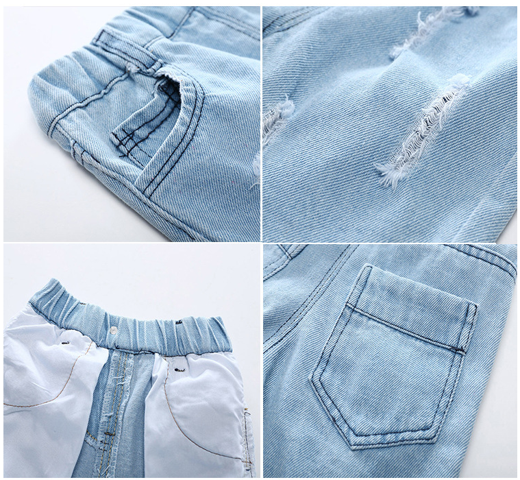 Pantalones Cortos Vaqueros Rotos para Niño — Denim Verano