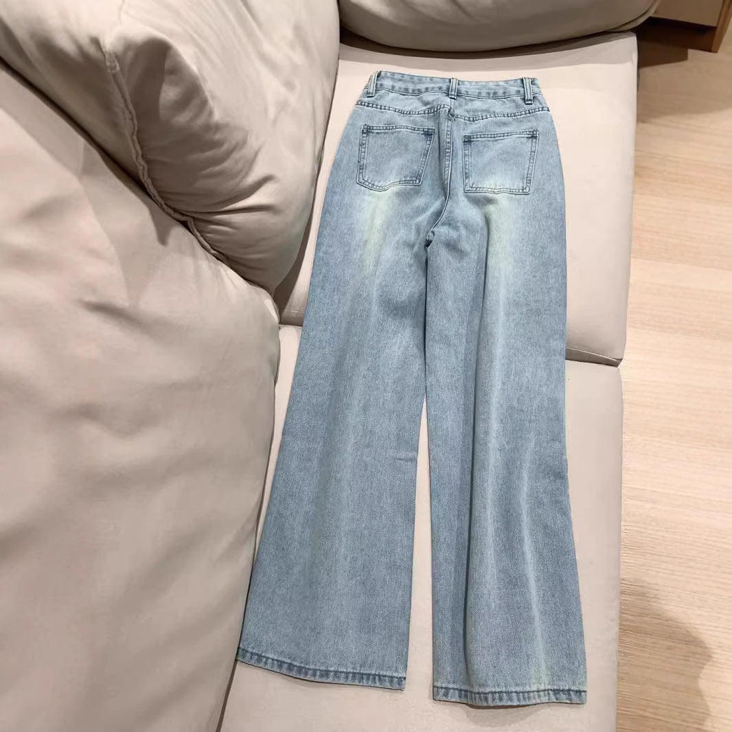 Pantalones Vaqueros de Pierna Ancha con Brillo para Mujer