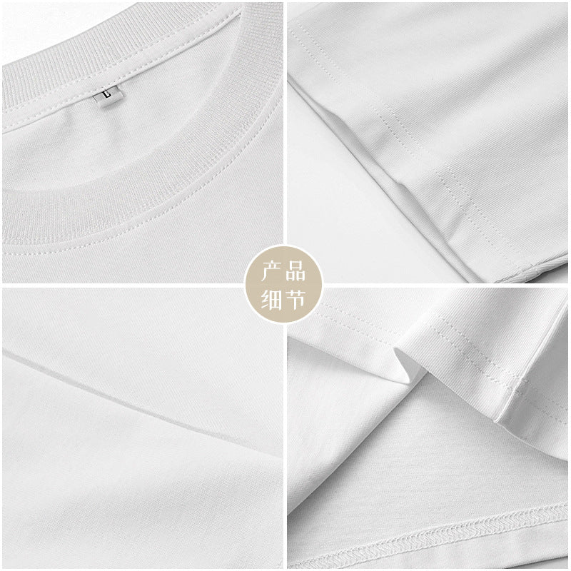 Camiseta de manga corta para hombre, de algodón puro y corte holgado