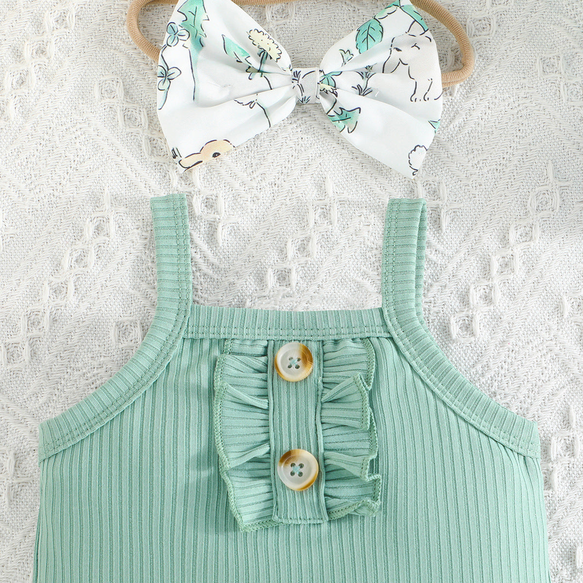 Mono Corto de Color Liso para Bebé Niña — Conjunto 3 Piezas