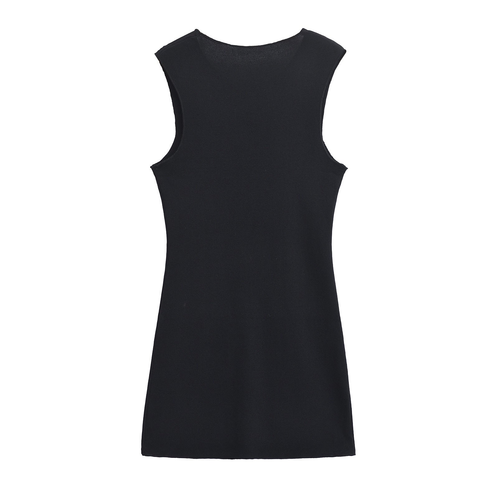 Vestido de Punto Sin Mangas con Cuello Redondo Elegante