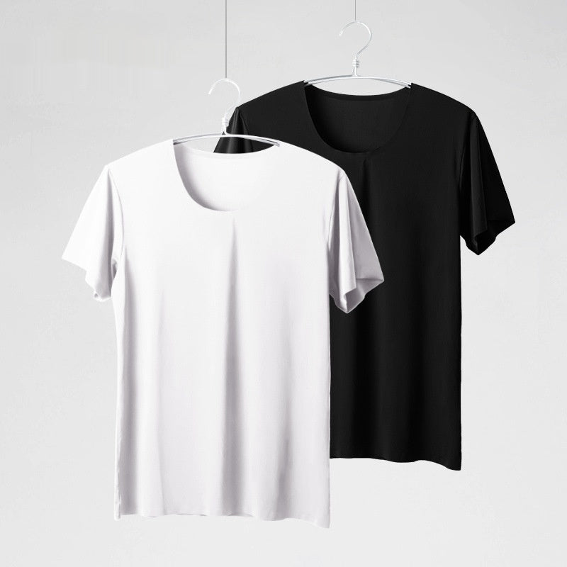 Camiseta de manga corta sin costuras de seda helada para hombre, ideal para el verano.