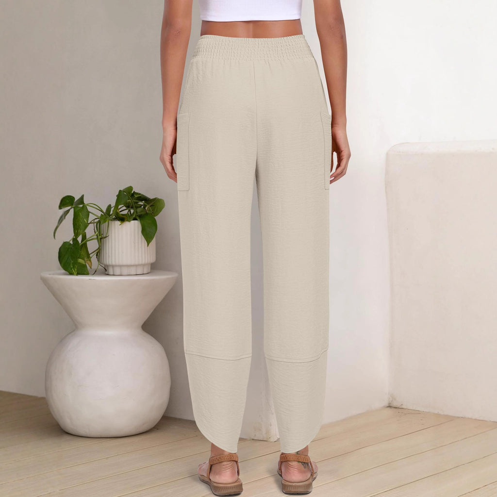 Pantalones cortos holgados de talle alto y color liso con bolsillos laterales, ideales para el verano