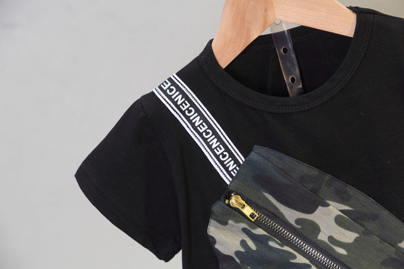Traje de Manga Corta Estilo Camuflaje para Niño — Aventurero y Fresco