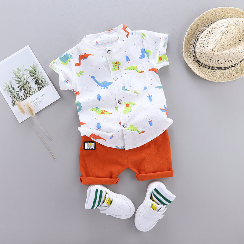 Conjunto Manga Corta Estampado Integral Dinosaurios para Niños