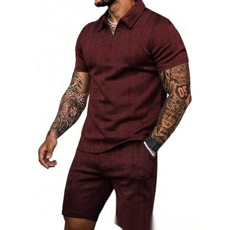 Conjunto Casual de Hombre a Rayas Dos Piezas