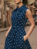 Vestido casual de moda para mujer con estampado de lunares.