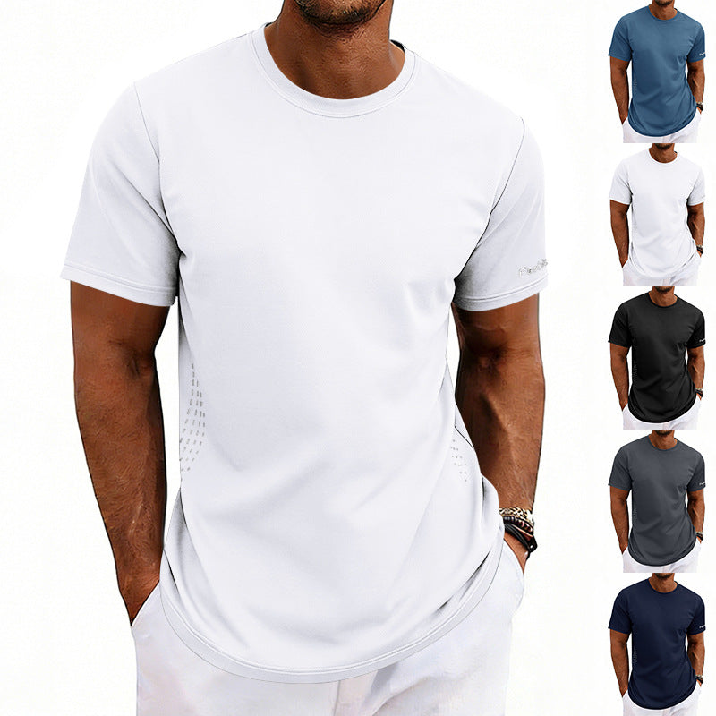 Camiseta deportiva de verano de manga corta con cuello redondo y secado rápido para hombre, tallas grandes