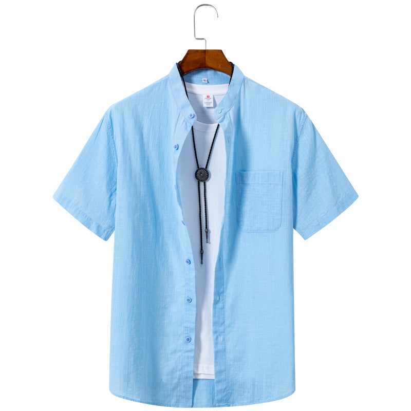 Camisa de manga corta de algodón transpirable con tejido de bambú para hombre