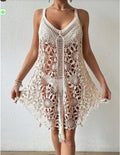 Vestido de playa de crochet calado a la moda para mujer