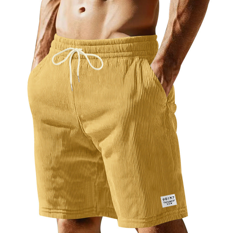 Pantalones cortos de hombre de color liso, con cordones, corte holgado y pierna recta para el verano