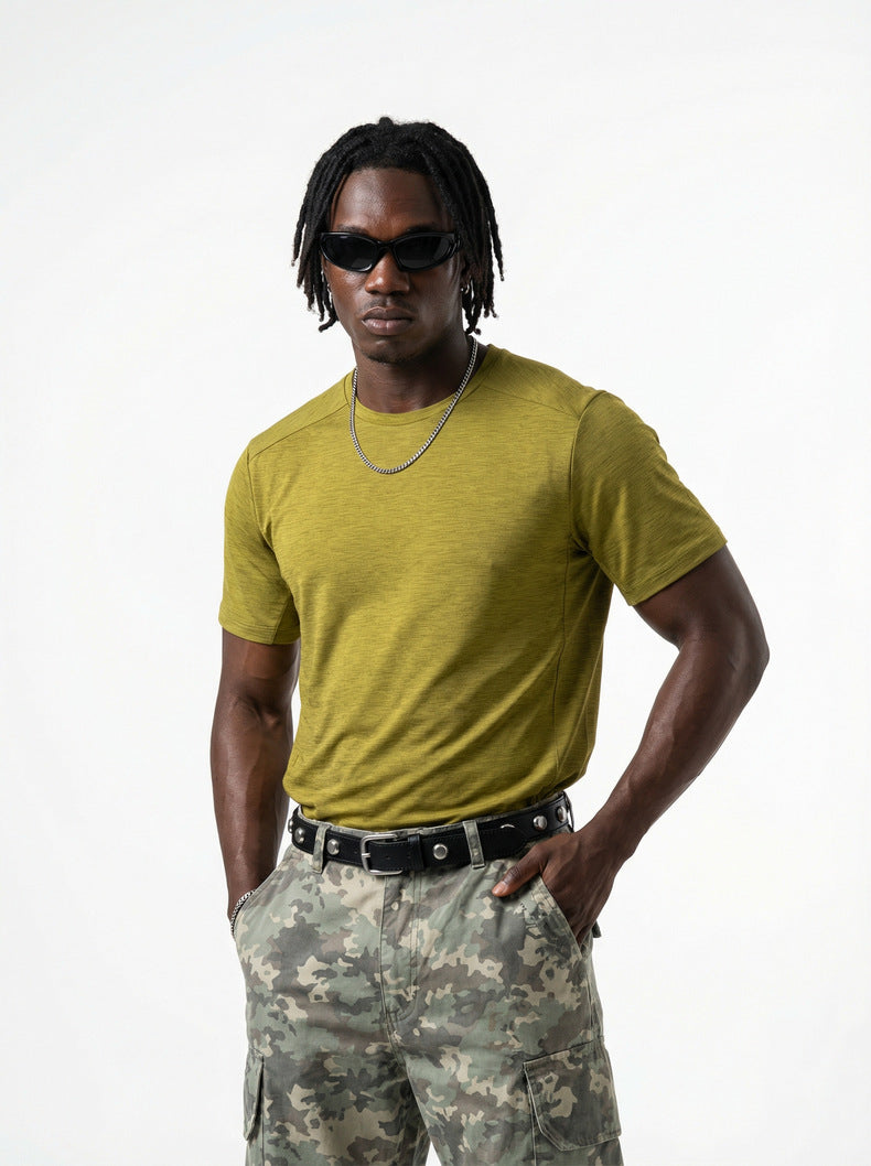 Camiseta de manga corta para hombre, transpirable y de secado rápido, ideal para actividades al aire libre.
