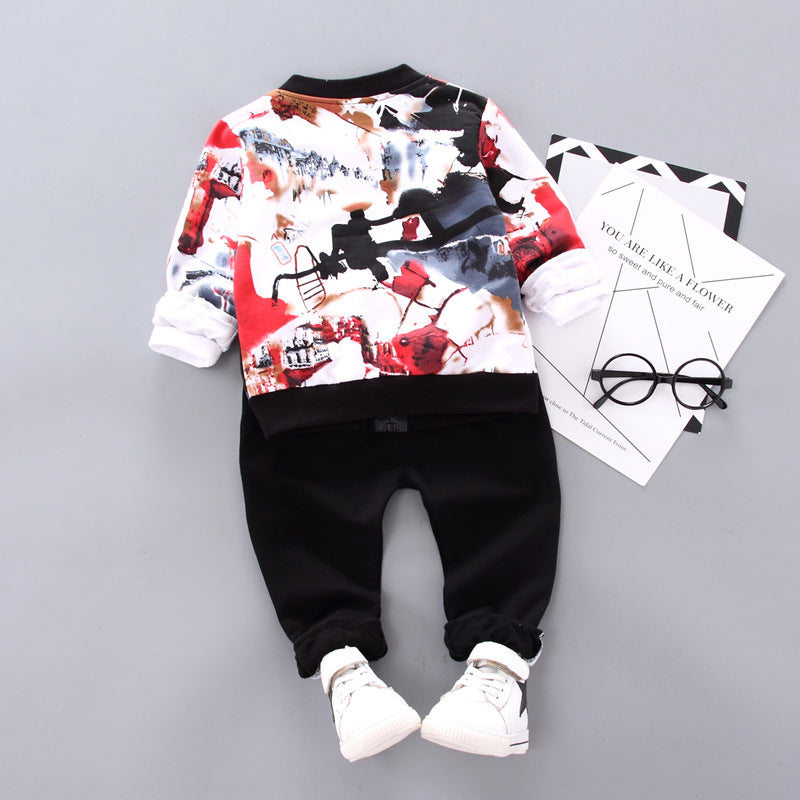 Conjunto de niño de tres piezas con manga larga — estilo coreano