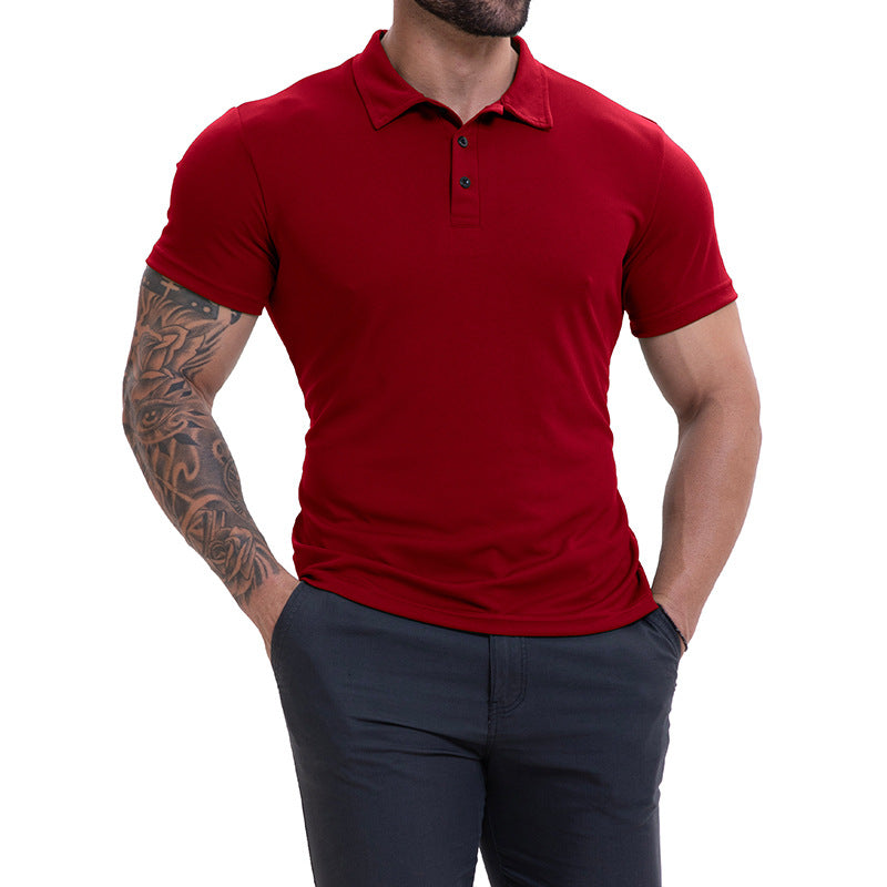 Camisa de manga corta transpirable informal con cuello de solapa para hombre, versátil y que combina con todo.