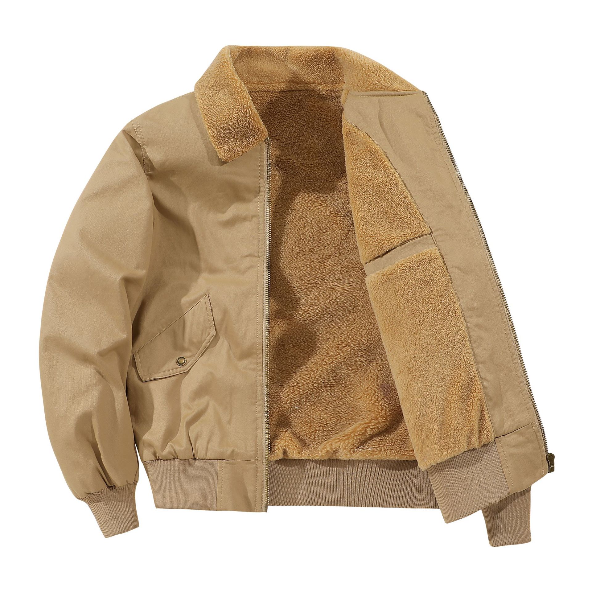 Chaqueta de hombre estilo americano, forrada de felpa, de algodón puro lavado y cálido