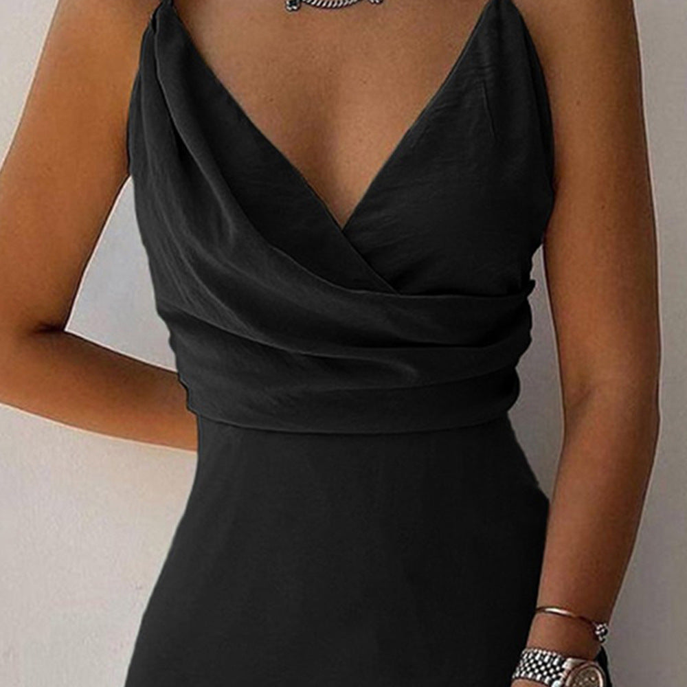 Women's V-neck slit bodycon cami dress, summer fashion, sexy